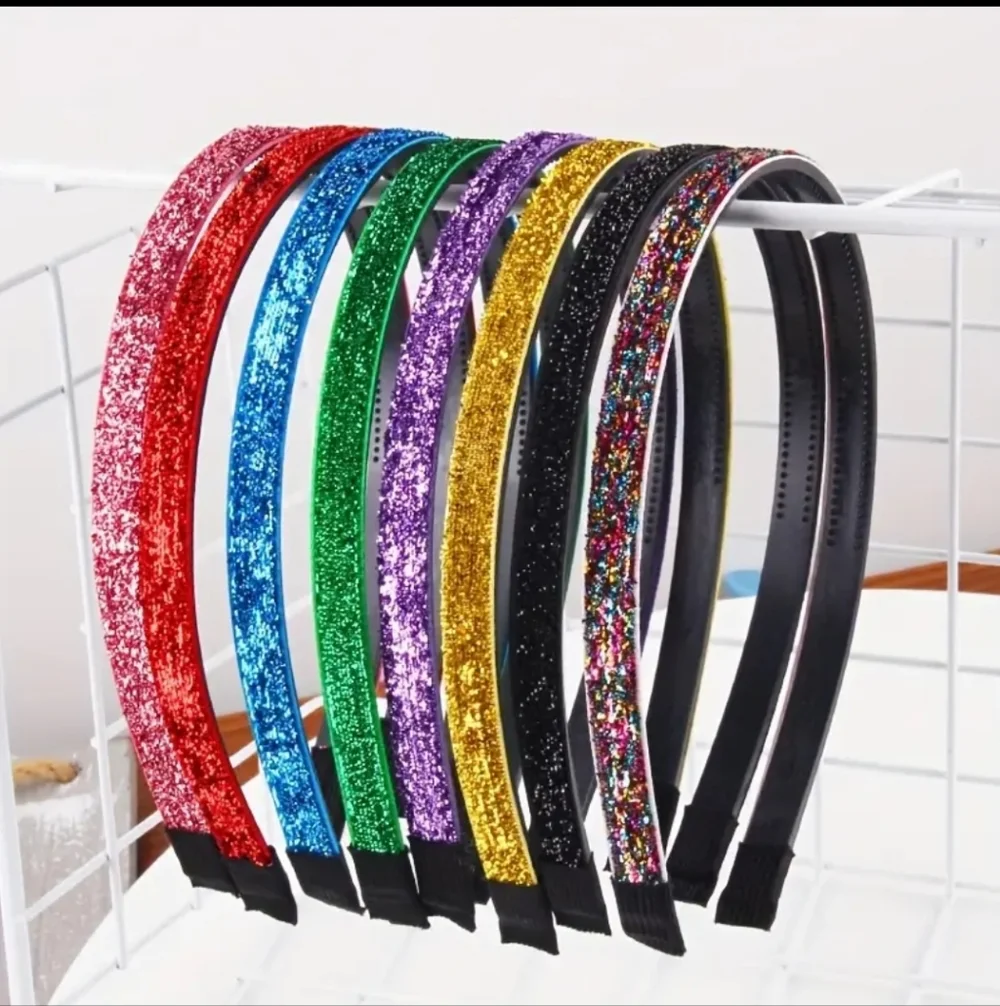 Rainbow Glitter Headbands, 3pc Set